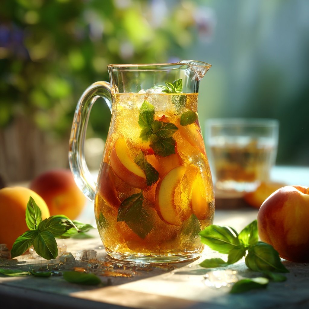 Peach Basil Iced Tea