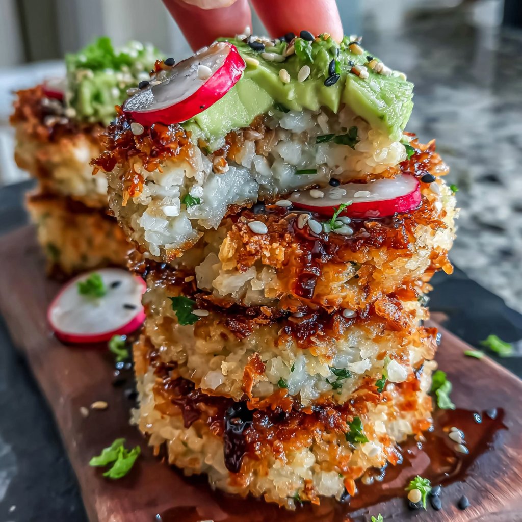 Tuna Rice Cake Stack