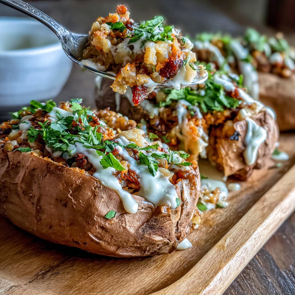 Lentil Stuffed Sweet Potatoes