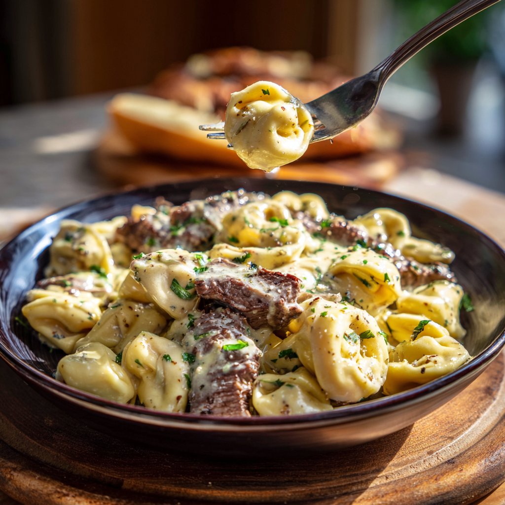 Garlic Steak Tortellini Alfredo